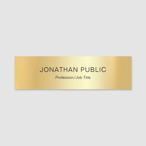 Custom Modern Elegant Gold Template Rectangle Name Tag