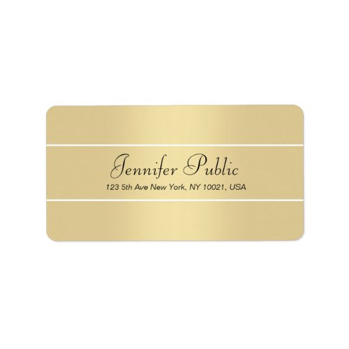 Custom Modern Elegant Gold White Script Name Label