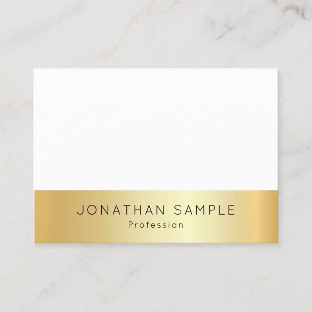 Custom Modern Elegant Gold White Simple Template Business Card (Front)