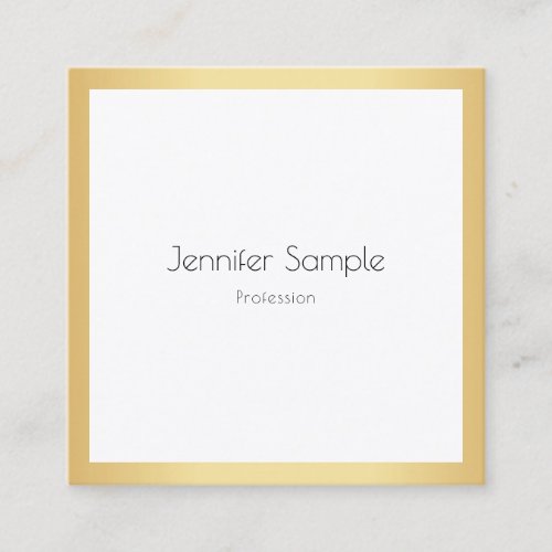 Custom Modern Elegant Gold White Template Square Business Card