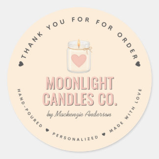 Custom Modern Elegant Handmade Candle Business Classic Round Sticker