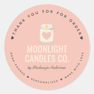 Custom Modern Elegant Handmade Candle Business Classic Round Sticker