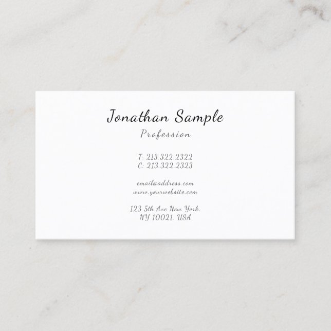 Custom Modern Elegant Handwritten Script Simple Business Card (Front)