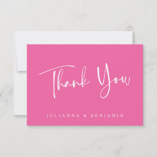 Custom Modern Elegant Hot Pink Wedding Thank You Card