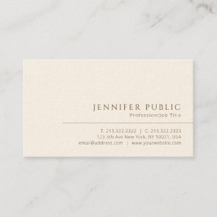 Custom Modern Elegant Luxurious Signature Cream Business Card