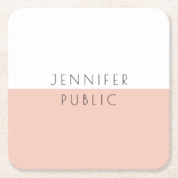 Custom Modern Elegant Minimalist Simple Template Square Paper Coaster