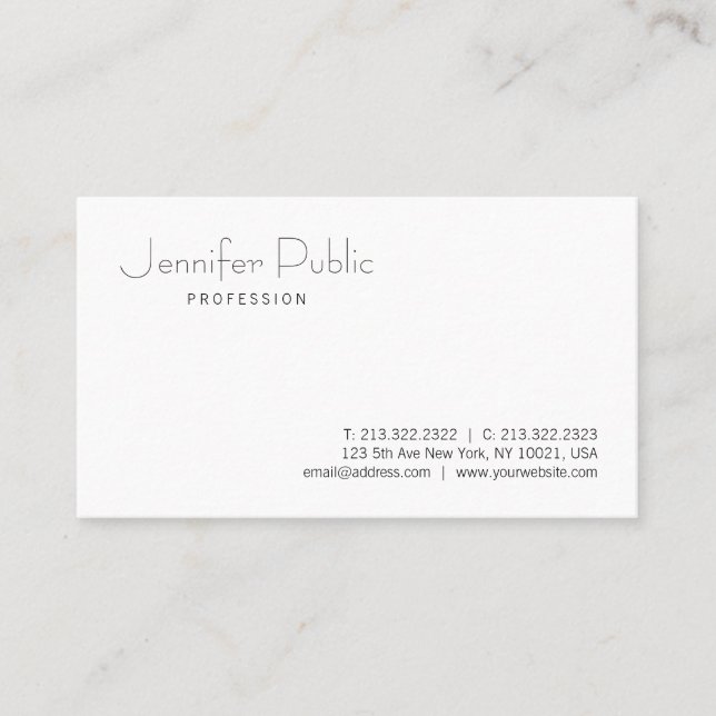 Custom Modern Elegant Minimalist Template Matte Business Card (Front)