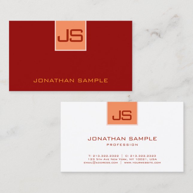 Custom Modern Elegant Minimalist Template Monogram Business Card (Front/Back)