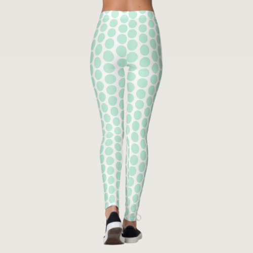 Custom Modern Elegant Mint Green White Colors Leggings