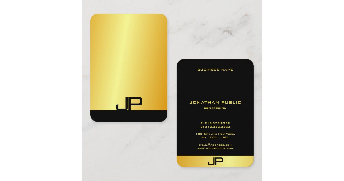 Custom Modern Elegant Monogram Gold Look Template Business Card | Zazzle