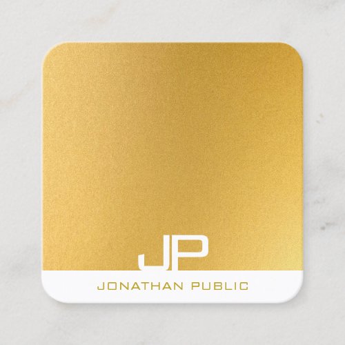 Custom Modern Elegant Monogram Gold Look Template Square Business Card