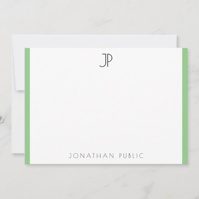 Custom Modern Elegant Monogram Trendy Smart Note Card (Front)
