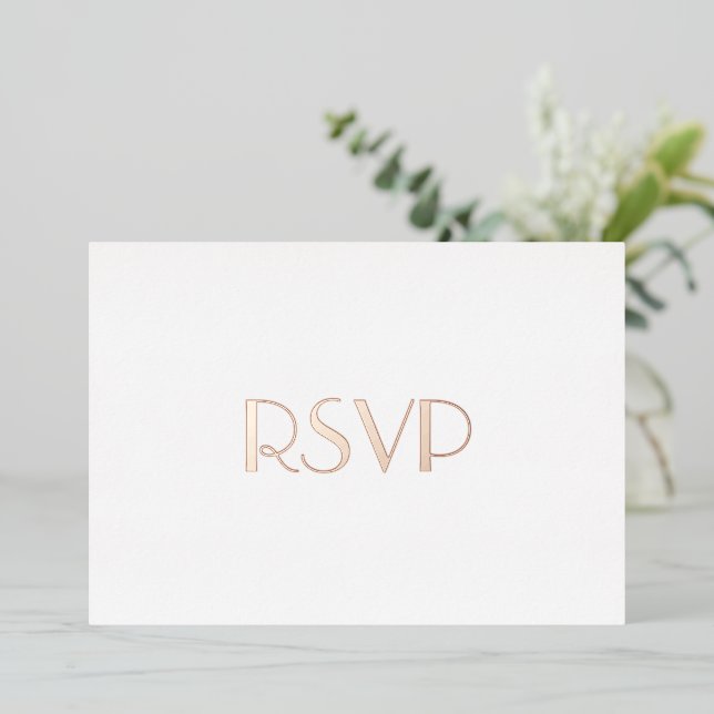 Custom Modern Elegant Party Event RSVP Rose Gold Foil Invitation (Standing Front)