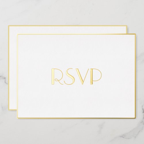 Custom Modern Elegant Party RSVP White Faux Gold Foil Invitation