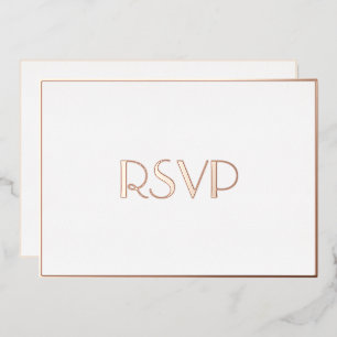 Custom Modern Elegant Party RSVP White Rose Gold Foil Invitation