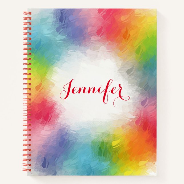 Custom Modern Elegant Rainbow Colors Template Notebook (Front)
