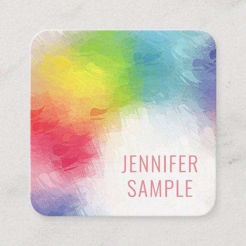 Custom Modern Elegant Rainbow Colors Template Square Business Card