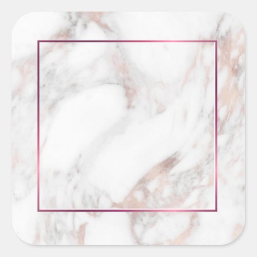 Custom Modern Elegant Rose Gold Marble Blank Square Sticker