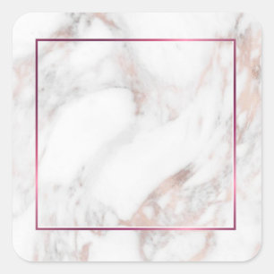 Custom Modern Elegant Rose Gold Marble Blank Square Sticker