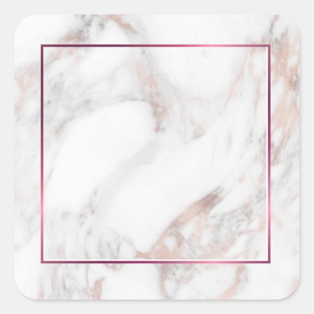 Custom Modern Elegant Rose Gold Marble Blank Square Sticker (Front)