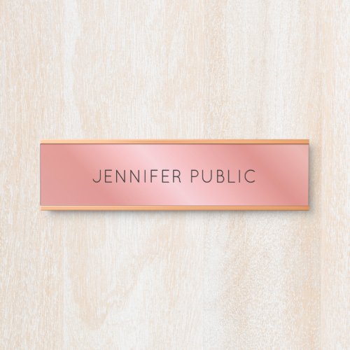 Custom Modern Elegant Rosegold Template Door Sign