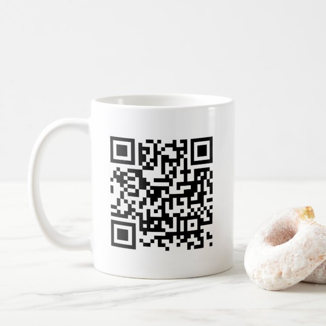 Custom Modern Elegant Scan Me QR Code Template Coffee Mug (With Donut)