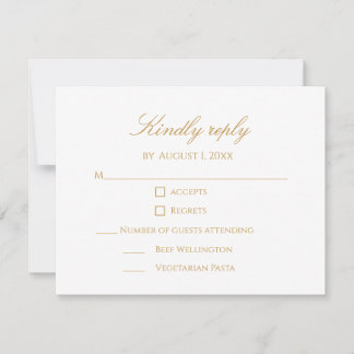 Custom Modern Elegant Script Gold 50th Anniversary RSVP Card