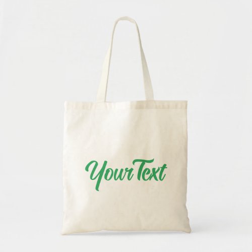 Custom Modern Elegant Sea Green Script Text Tote Bag