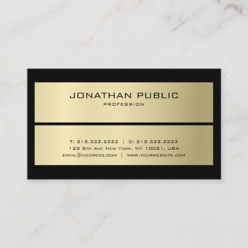 Custom Modern Elegant Simple Black  Gold Template Business Card
