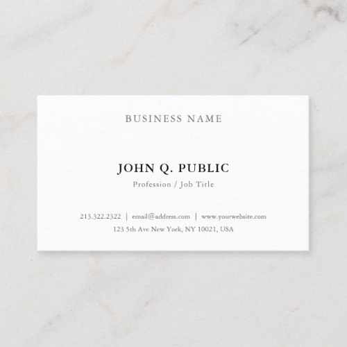 Custom Modern Elegant Simple Minimalist Template Business Card