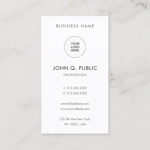 Custom Modern Elegant Simple Professional Vertical Business Card