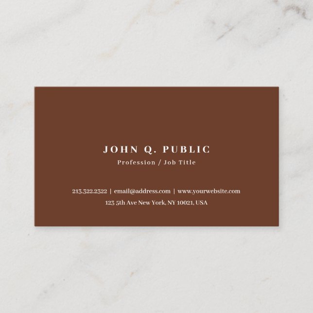 Custom Modern Elegant Simple Template Terracotta Business Card (Front)