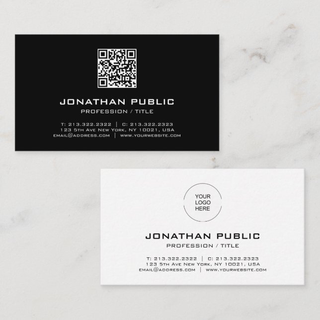 Custom Modern Elegant Template Barcode QR Code Business Card (Front/Back)