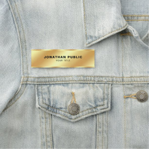 Custom Modern Elegant Template Glamour Gold Name Tag
