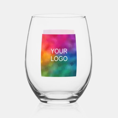 Custom Modern Elegant Template Promotion Logo Stemless Wine Glass
