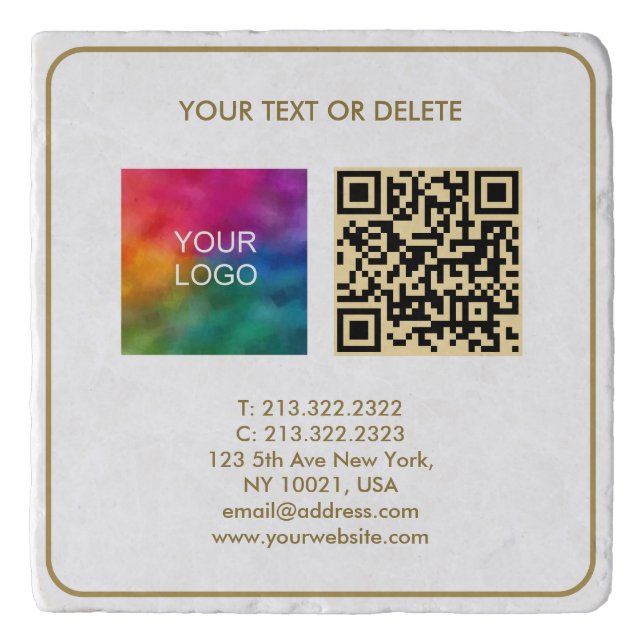 Custom Modern Elegant Template QR Code Gold Trivet (Front)