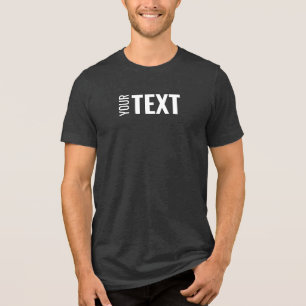 Custom Modern Elegant Text Mens Charcoal Black Tri-Blend Shirt