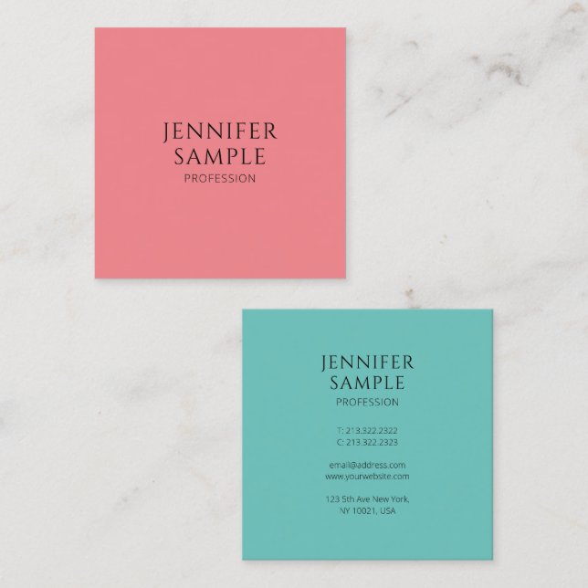 Custom Modern Elegant Trend Colors Template Square Business Card (Front/Back)