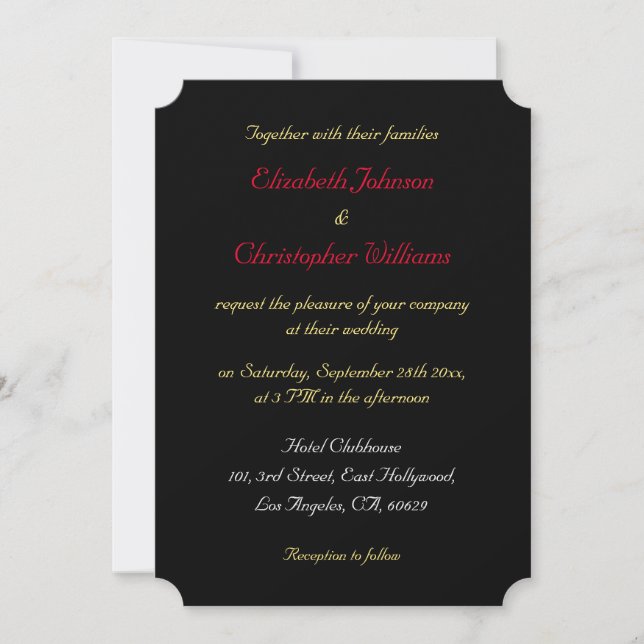 Custom Modern Elegant Wedding Invitation Ticket (Front)