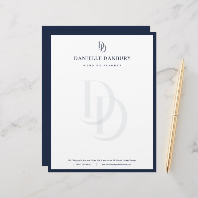 Custom Modern Elegant Wedding Planner  Letterhead (Front/Back In Situ)