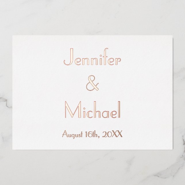 Custom Modern Elegant Wedding RSVP Rose Gold Foil Invitation (Front)