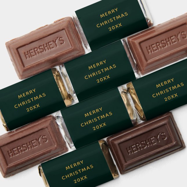 Custom Modern Emerald Green Gold Merry Christmas Hershey's Miniatures (Assorted)