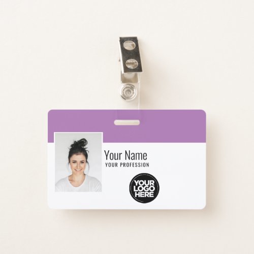 Custom Modern Employee Photo Bar Code Logo Name Badge