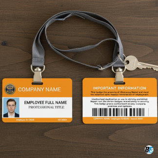 Custom Modern Employee With Photo, Barcode, Logo Badge
