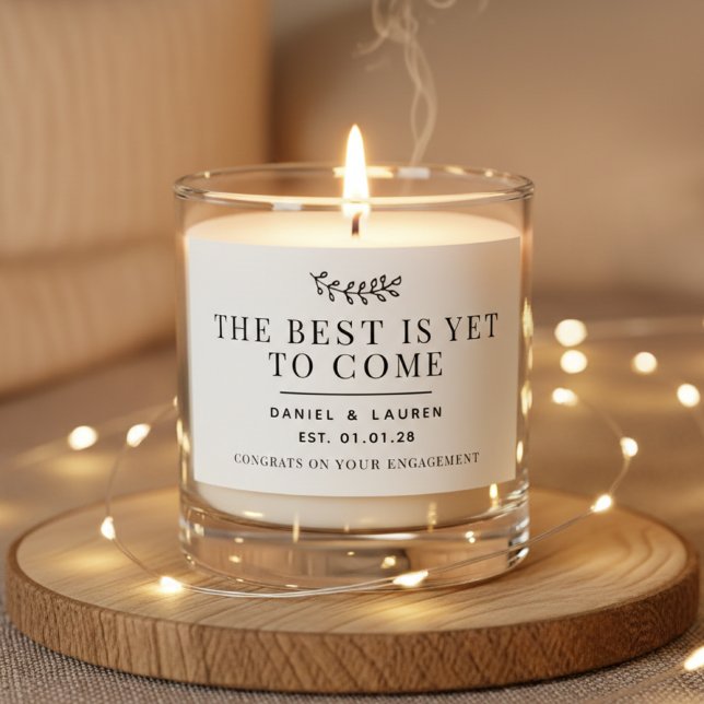 Custom Modern Engagement Candle Gift for Bride (Personalized modern script candle gift for bride, Personalized typography candle gift for groom,)