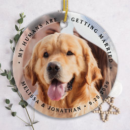 Custom Modern Engagement Pet Wedding Dog Photo Ceramic Ornament