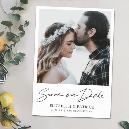 Custom Modern Engagement Save the Date Photo Magnetic Invitation