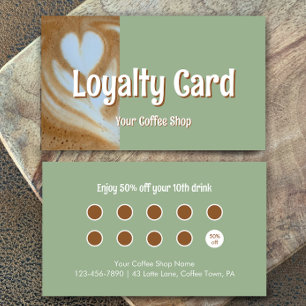 Custom Modern Eucalyptus Coffee Cafe Customer Loyalty Card