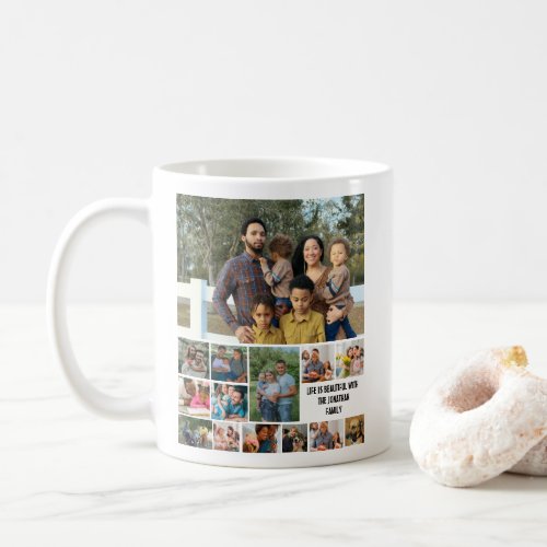 Custom Modern Family 14 Photo Collage Template Coffee Mug