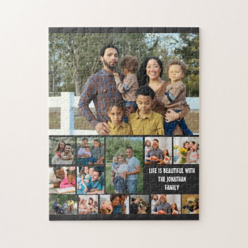 Custom Modern Family 14 Photo Collage Template Jigsaw Puzzle